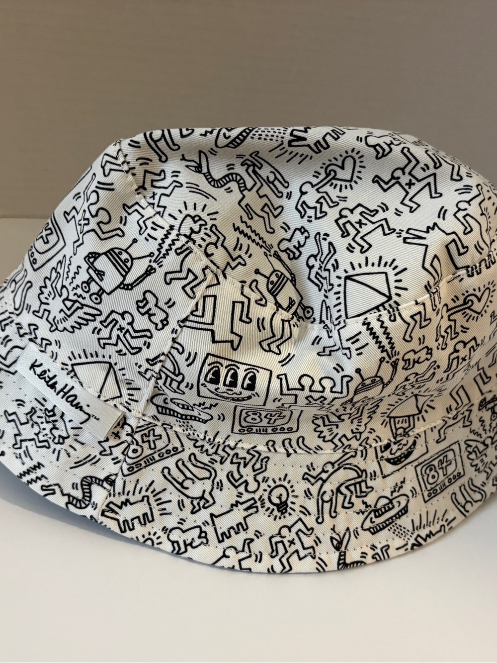 Keith Haring Artist Bucket Hat Black & White Reversible Cotton S / 56 Exc Cond